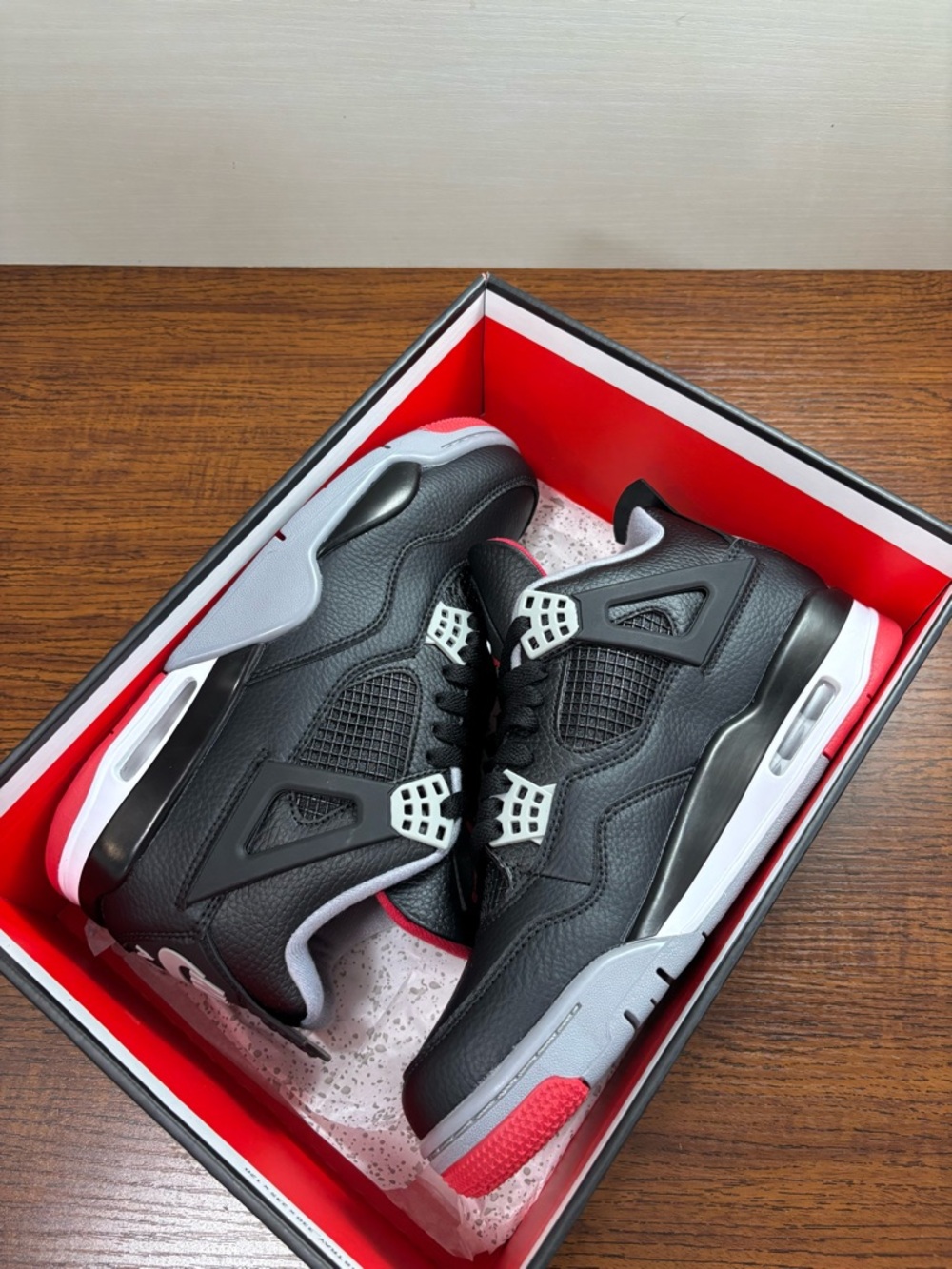 Air Jordan 4 Retro Bred Reimagined 2024 -Men's Black/Red Basketball Sneakers - Picture 7 of 7